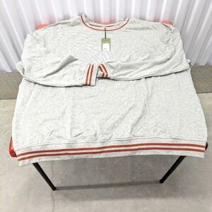 Goodfellow & Co Gray With Rust  Stripes Crewneck Fleece Sweatshirt Men's 4XL NWT
